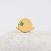 Turquoise Gemstone Sterling Silver Ring Natural Copper Green Turquoise, Disc Ring, Bezel Ring, Rings for Women